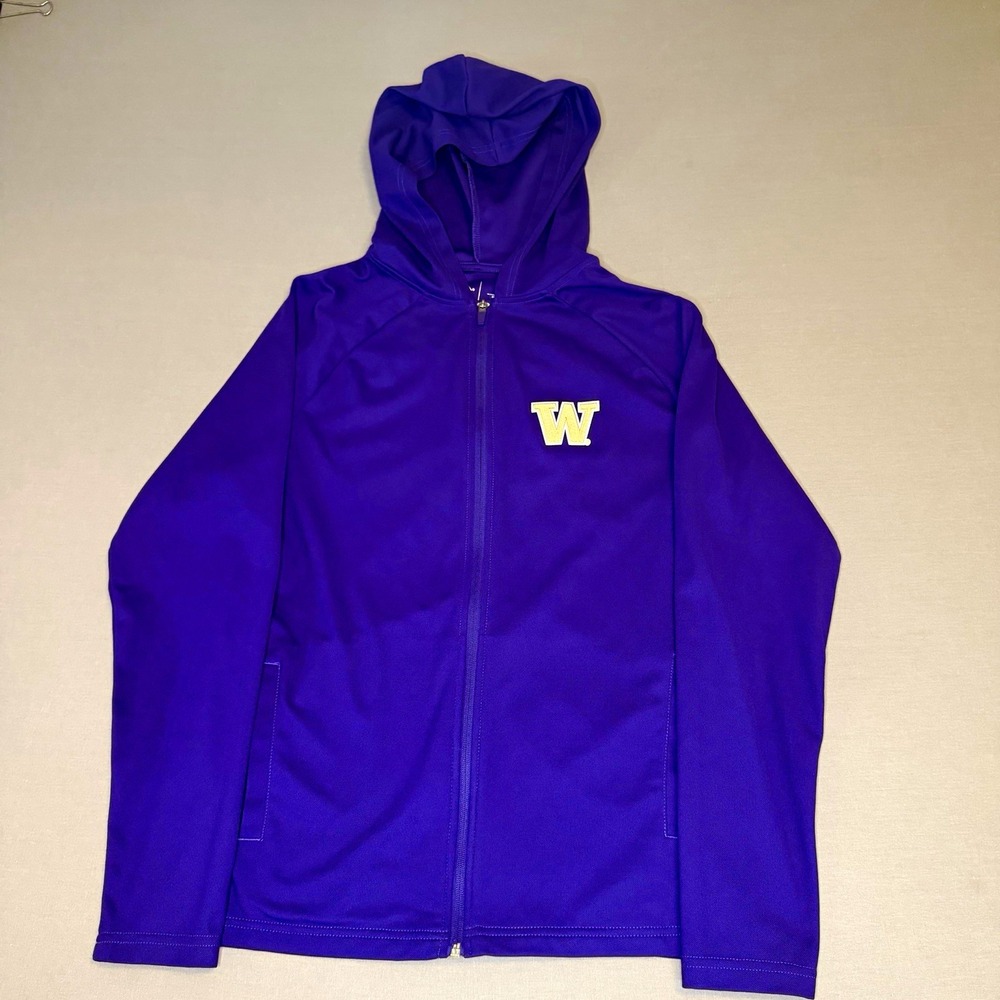 Antigua Women's Full Zip Hooded Hoodie Jacket Purple Pockets Logo Size M